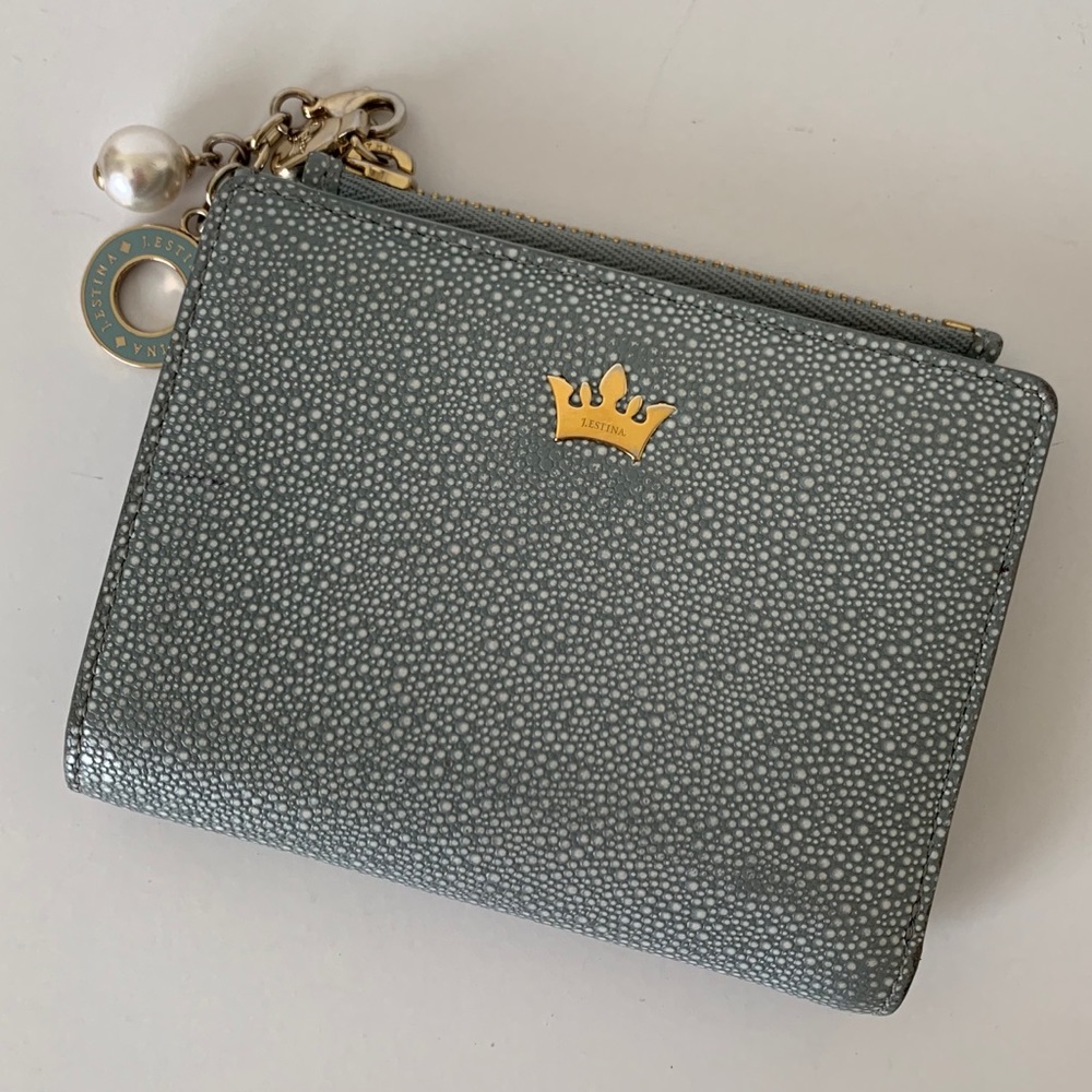 J.estina Light Blue Wallet w/ White Spots